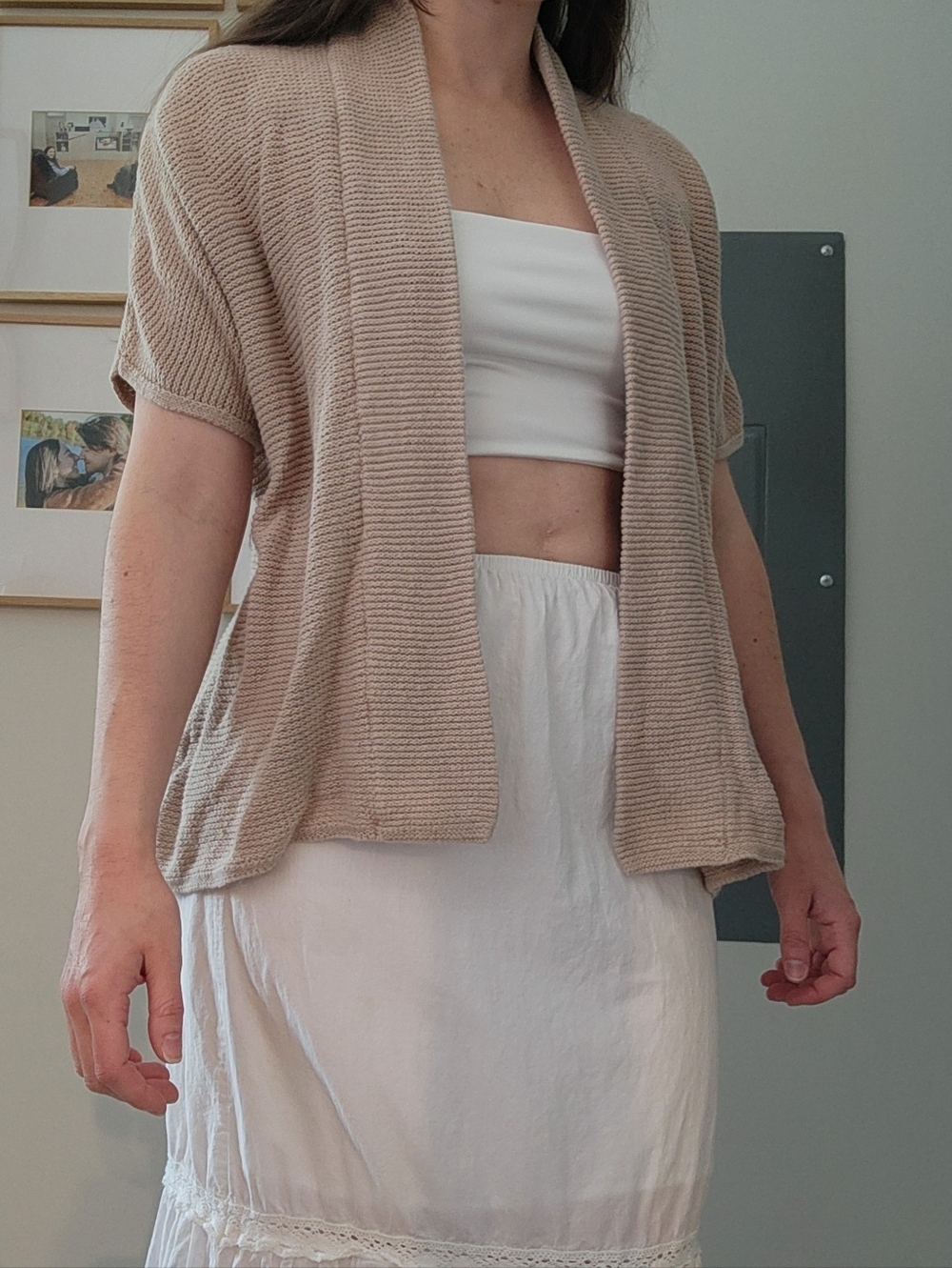 Old Navy Women's Open-Front Short Sleeve Cardigan - Beige